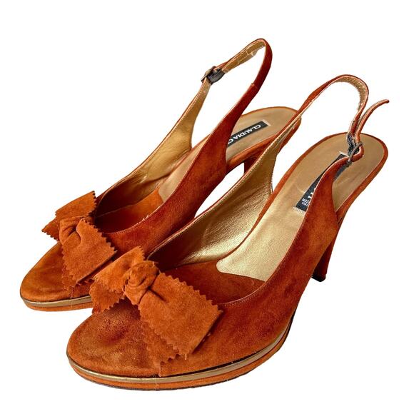 Claudia Ciuti Suede Slingback Platform Heels 8.5 - Picture 1 of 8